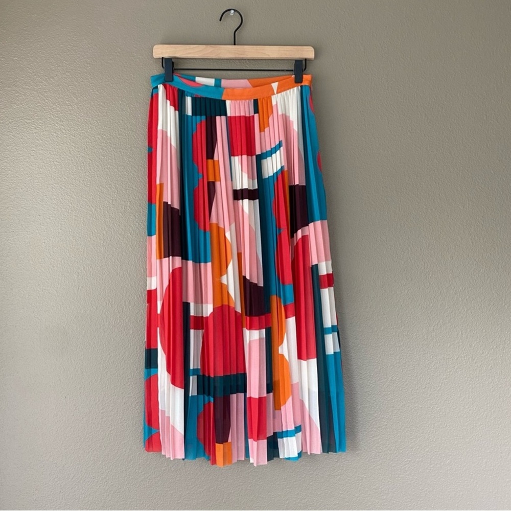 Anthropologie Maeve Auriele pleated midi skirt abstract printed - Picture 6 of 11